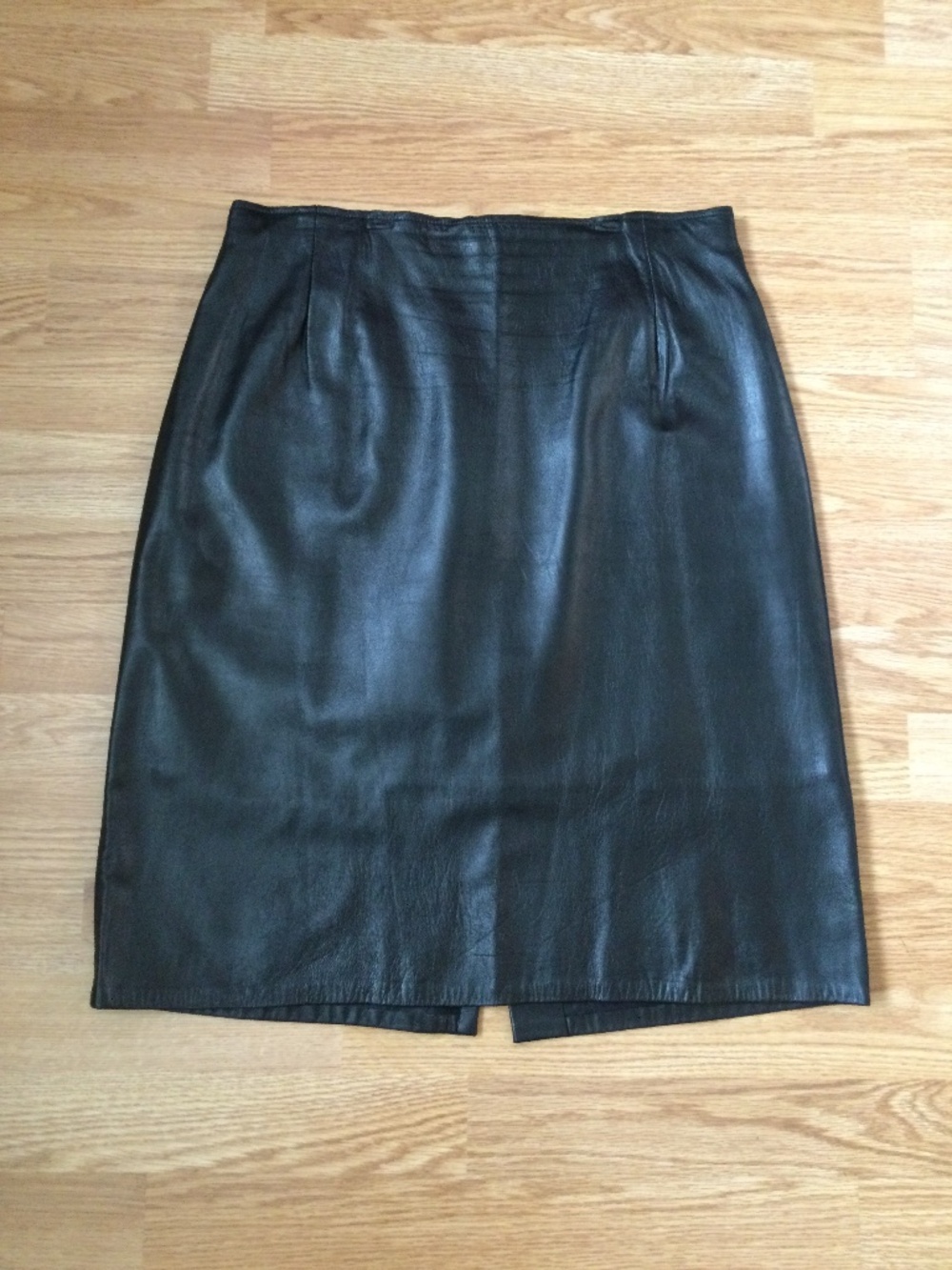 FIRENZE Santa Barbara Black Leather Pencil Skirt Size 14 Runs Smaller Vintage